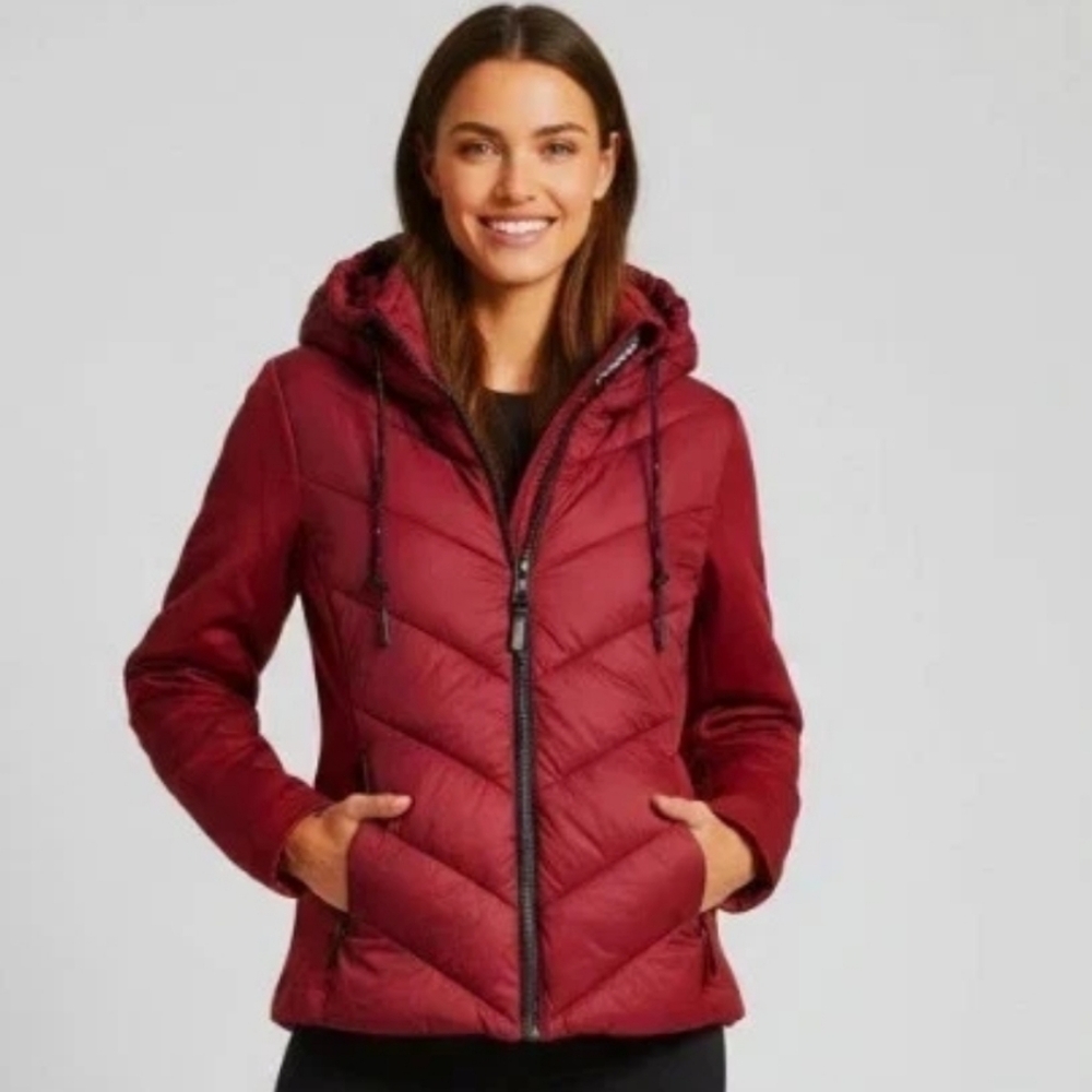 DKNYWomen's Burgundy Media Hooded Jacket Size Small & Medium